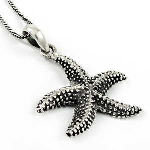 Colgante de estrella de mar, diseño único, Plata de Ley 925 oxidada, joyería Bohemia hecha a mano para mujer y hombre, precio directo de fábrica - Product Image 1