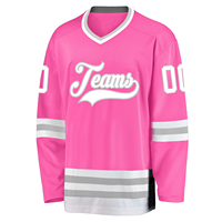 Camisetas de hockey sobre hielo personalizadas con estampado rosa, camisetas deportivas de equipo ligeras de secado rápido con sublimación de poliéster 100%
