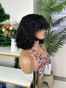 100% Virgin Raw Hair High Density Fringe water <b>wig</b> no <b>lace</b> frontal <b>wig</b> - Product Image 1