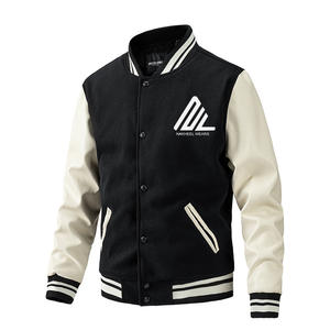 Streetwear personnalisé avant unisexe hommes en laine broderie Patch hiver polaire respirant écologique Bomber Letterman Varsity - Product Image 3