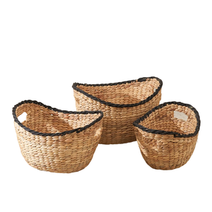 Cesta de almacenamiento tejida a mano para el agua, accesorio plegable de paja, 3 piezas - Product Image 1