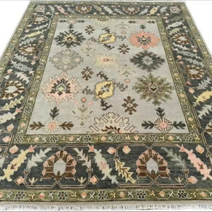 พรมขนสัตว์ดีไซน์วินเทจสีน้ำเงิน8x10ถักมือปรับแต่งได้แบบตุรกีพรมพื้นที่และชุดที่มีรูปแบบนามธรรม - Product Image 1