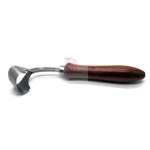Instrument en acier vétérinaire couteau à sabot de cheval manche en bois en acier inoxydable couteau à sabot - Product Image 3