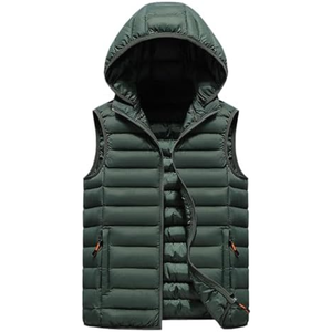 Chaleco de Invierno Personalizado para Hombre, Chaqueta Varsity con Cuello Alto de Lona, Logotipo Frontal, Informal, Ligero, Color Sólido, Sin Mangas - Product Image 6