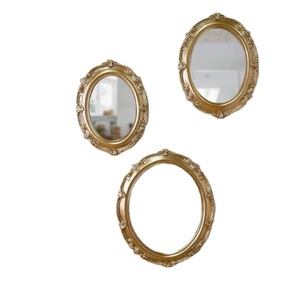 Set of 3 <b>Wall</b> Mirrors in Gold Color Home Decor Round Macrame <b>Hanging</b> <b>Wall</b> Decorative Mirror with <b>Boho</b> Fringe - Product Image 1