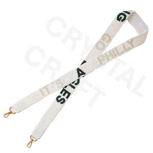 Heart Design Beaded <b>Purse</b> Strap Customized <b>White</b> Gold Seed Bead Bag Straps Customized Beaded Strap for Bags - Product Image 2