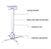 Support mural universel pour projecteur, rotatif, réglable en hauteur, en alliage d'aluminium, 43-65 cm