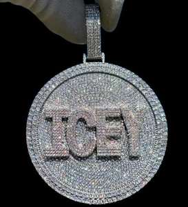 Rond Cut Ice Out VVS Moissanite Diamant Pendentif Hip-Hop Bijoux Pendentif Anniversaire Cadeau Pour Hommes 925 Sterling Silver - Product Image 3