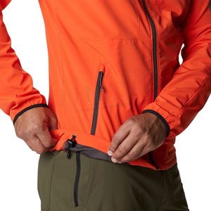 Chaqueta Ligera Impermeable para Hombre, Estilo Casual, con Capucha, Estampada, de Tejido Softshell, Color Naranja, Cuello Alto, para Senderismo y Camping - Product Image 5