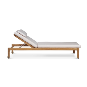 Chaise longue moderne en teck avec dossier inclinable multi-positions et coussin extérieur pleine longueur - Product Image 5