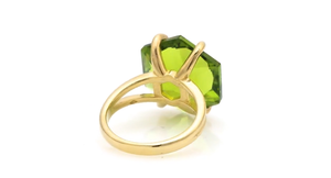 Awesome Handmade Silver Gold Plated <b>Ring</b> Peridot Quartz Gemstones hexagon Shape 6mm Prong Set Fashion jewelry For Birthday Gift - Product Image 3