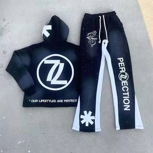 Ensemble sweat à capuche et pantalon unisexe personnalisé en molleton respirant pour homme, style streetwear hiver - Product Image 3