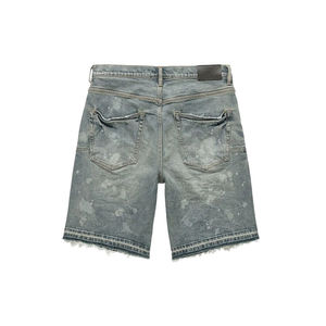 Wholesale Custom <b>Men's</b> Jeans High Waist Plain Dyed Denim Jeans Distress <b>Short</b> Zipper Fashionable Hot Sale <b>Men's</b> Jeans <b>Short</b> - Product Image 6