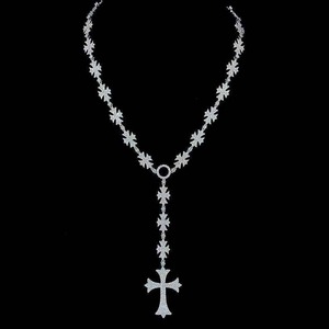 <b>Iced</b> <b>Out</b> Moissanite Cross Pendant Necklace with Starburst Link <b>Chain</b> Hip Hop Jewelry in 925 Silver for Engagement Wedding Party - Product Image 1