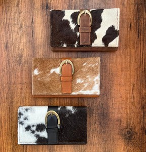 ใหม่จริงทําด้วยมือผมบนซ่อนกระเป๋าสตางค์ผู้หญิงกระเป๋าสตางค์บาง Bifold หนัง Snap ขนคลัทช์กระเป๋าสตางค์จริงวัวซ่อนขนกระเป๋าสตางค์ - Product Image 4