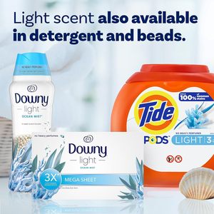 Feuilles de séchage Downy Light Mega, adoucissantes pour le linge, parfum Ocean Mist, 180 unités - Product Image 4