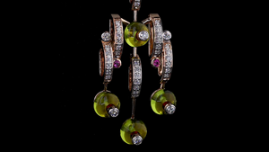 Designer <b>Peridot</b> <b>Earrings</b> with Lab-Created Diamonds for Evening & Cocktail Events - Product Image 3