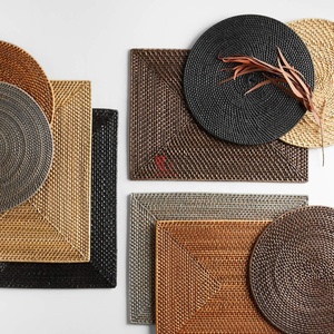Woven Rattan <b>Tray</b> Set and Rattan Placemat, Natural Woven Serving <b>Trays</b> for Tabletop and Home Decor - Product Image 3