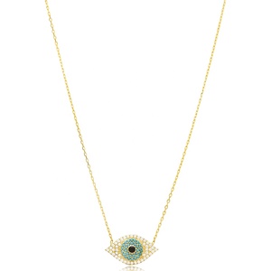 Élégant Minimaliste Oeil Argent Charme Collier Chance Pendentif Turc En Gros Fabriqué À La Main 925 Bijoux En Argent Sterling - Product Image 3