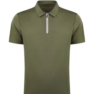 Polo quart de fermeture éclair pour hommes personnalisé tissu à manches courtes respirant décontracté ajusté polos de sport demi-fermeture éclair pour hommes - Product Image 1