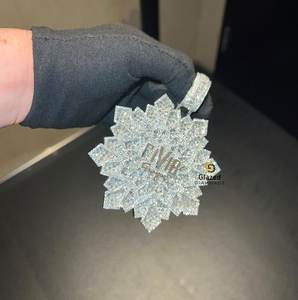 Colgante de Hip Hop Unisex de Plata de Ley 925 con corte de Baguette redondo VVS Moissanite diamantes carta personalizada busto encanto para fiestas - Product Image 4