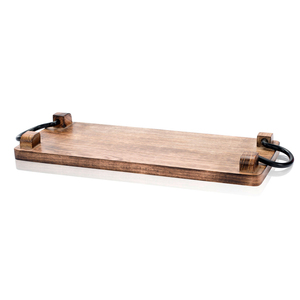 Bandeja de madera con forma rectangular de mango de metal clásico para bandejas de comida y bebidas de Mesa para el hogar y el hotel - Product Image 1