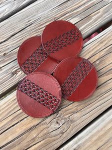 Long lasting genuine leather coasters with antique design and premium build for elegant <b>table</b> protection and decor - Product Image 4