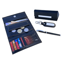 Set Kombinasi Dompet Kulit Logam Ramah Lingkungan Premium untuk Wanita, Gantungan Kunci Promosi, dan Carabiner