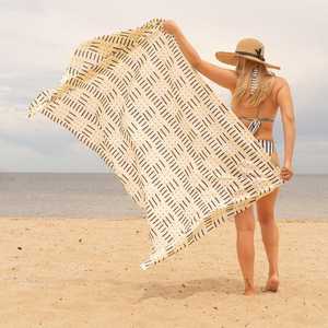 Boho Tribal Geometric Cotton Sarong Hand Printed Beach Cover Up <b>Scarf</b> - Product Image 2