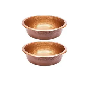 Antique Finish Copper Round Feet <b>Bath</b> Soak Tub Massage Bowl <b>Portable</b> Sustainable Copper Massage Spa Centre Pedicure herbal Bowl - Product Image 3