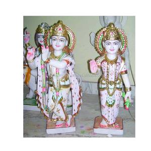 Sculpture de Dieu et de Déesse Radha Krishna debout en marbre blanc Makrana naturel poli, pour la décoration - Product Image 1