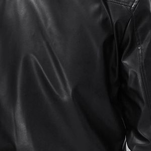 แจ็กเก็ตขี่จักรยานหนังสีดำสำหรับผู้ชายดีไซน์เพรียวบางมีซิปปกกว้างล้างเสร็จในฤดูหนาว - Product Image 2