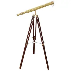 航海仿古黄铜望远镜皮革望远镜，带三脚架架海事桌面礼品热望远镜远程