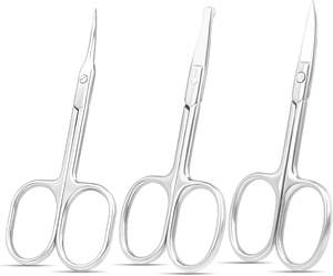 Ensemble de 3 ciseaux multi-usages en acier inoxydable, lame droite, tranchante, pour les poils du visage, la beauté, les ongles, les sourcils, les poils du nez, le toilettage - Product Image 1