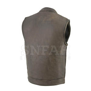 Meilleure vente en gros de haute qualité respirant séchage rapide décontracté hommes en cuir véritable gilet bouton décoration col en v grande taille - Product Image 4