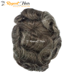 Venta al por mayor regente ligero atado a mano trama 100% cabello humano Remy estilo onda de agua natural tupé de encaje completo para hombres - Product Image 3