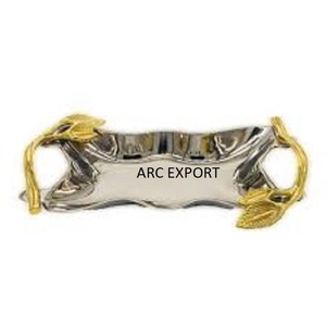 โลหะเหล็กที่มีสีทองน่ารักดอกไม้ใบออกแบบที่ทันสมัยขนาดใหญ่ที่ทันสมัยโบราณให้บริการถาด - Product Image 3