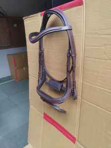 Equestrian Vegetable Leather Anatomic Raised Padded Horse Jumping <b>Bridle</b> with Fancy Stitched Design horse equipment - Product Image 5