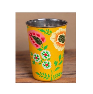Vidrio impreso esmaltado de acero inoxidable mejor diseño flor diseño impreso vaso para beber para uso en artículos de fiesta - Product Image 5