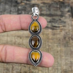 Pendentif classique bijoux pour femmes argent Boho Style bijoux 925 argent Sterling oeil de tigre pierres précieuses pendentif fait main cadeau pour - Product Image 3