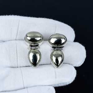 Clous d'oreilles Apache Pyrite plaqués or 24 carats avec sertissage clos, en argent sterling 925 massif, cadeau pour femme, anniversaire, Noël - Product Image 4