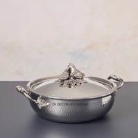 Tourtereaux Designer Couvercle Supérieur En Acier Inoxydable Argent Brillant Poli Texture Martelée Ruffoni Cuisine Ustensiles De Cuisine Casseroles Fourniture