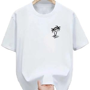 Camiseta de manga corta con cuello redondo para hombre, 100% algodón, informal, holgada, con estampado de cocotero, deportiva, de verano - Product Image 3