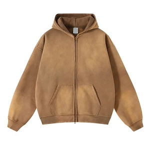 Ventes en gros 2025, best-seller, veste zippée en coton French Terry personnalisable, streetwear, lavage à l'acide, effet délavé, sweat à capuche zippé - Product Image 5