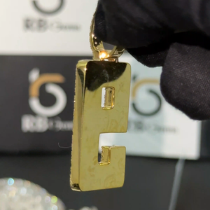 Pendentif personnalisé en argent 925 plaqué or, style hip-hop, avec lettres, certifié IGI, forme de lettre, RB GEMS RB07 - Product Image 5