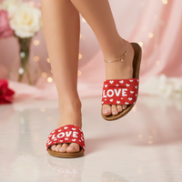Geborduurde 2026 Valentijnsdag Slippers Handgemaakt Open Teen Dames Hoge Kwaliteit Ecologisch Comfortabel Ademend Echt Lederen Buitenzool