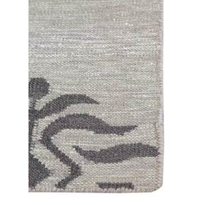 Tapis en laine et jute Indusbar Dwrm-108 gris et noir, tissage plat, motif abstrait rayé, rectangulaire, pour la maison - Product Image 4