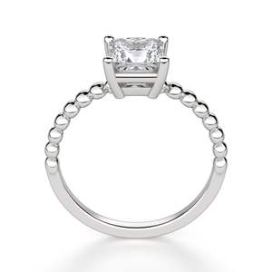 แหวนหมั้นเพชรโมอิสนิ่มประดับลูกปัดเจ้าหญิงตัด - Product Image 2