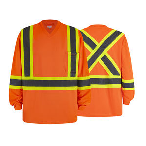 Camiseta de Alta Visibilidad para Hombre, Clase 3 ANSI Tipo R, Manga Larga, Resistente, con Espalda en X Reflectante, para Construcción - Product Image 1