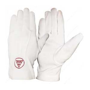 Offre Spéciale maçonnique Royal Arch Gants Rite Triple Rouge Symbolisme Logo Brodé Symbolisme Coton Classique Blanc Gants - Product Image 4